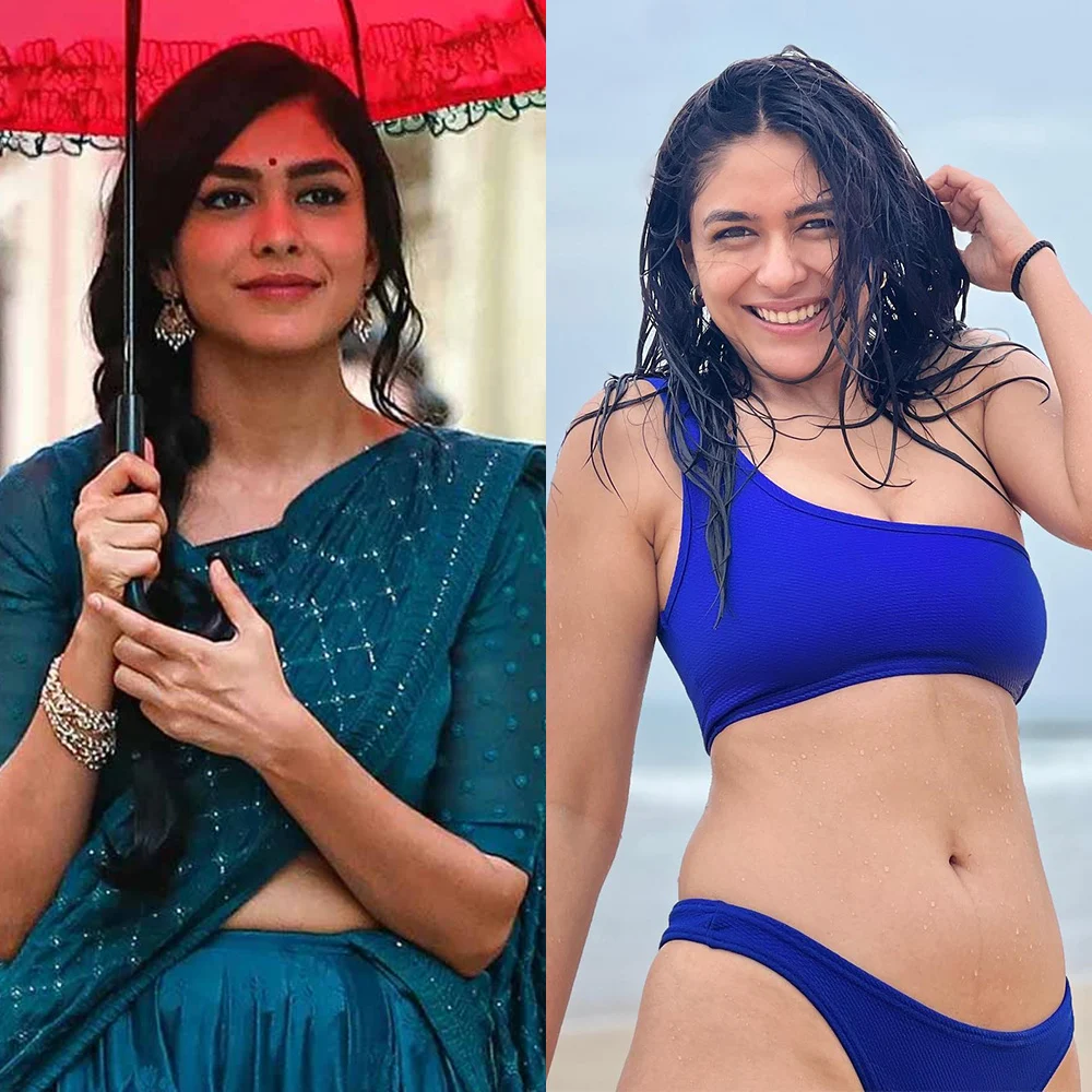 Mrunal Thakur saree vs bikini hot actress