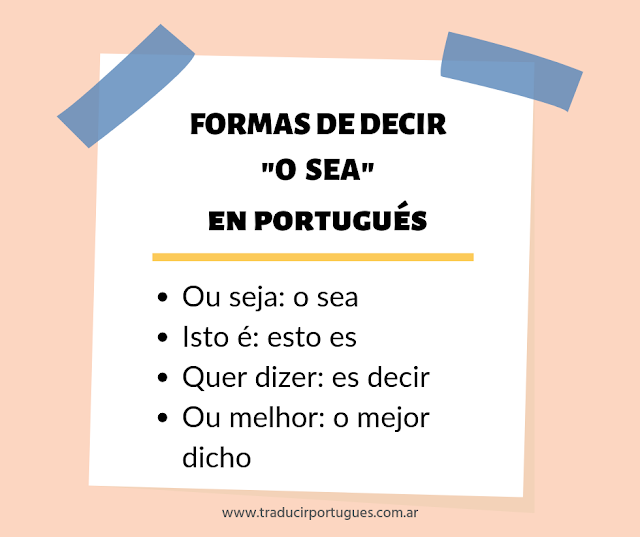 Formas de decir O SEA en portugués