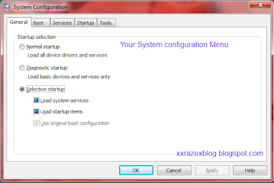 msconfig system configuration menu