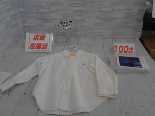 中古品　子供服　１００ｃｍ　POLO　ホワイト　長袖シャツ　６９８円