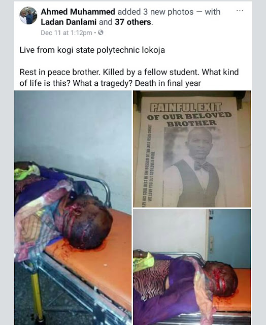 Graphic: Final year student of Kogi State Polytechnic stabbed to death by his friend