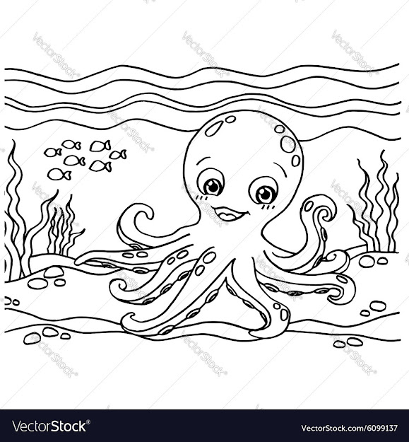 Octopus Coloring Pages Vector Image