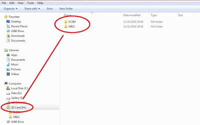 Setelah SD Card terbaca dan dibuka maka akan mucul 2 Foder DCIM dan MSC