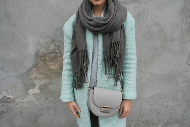 Gray and mint green combination | Outfit of the day 