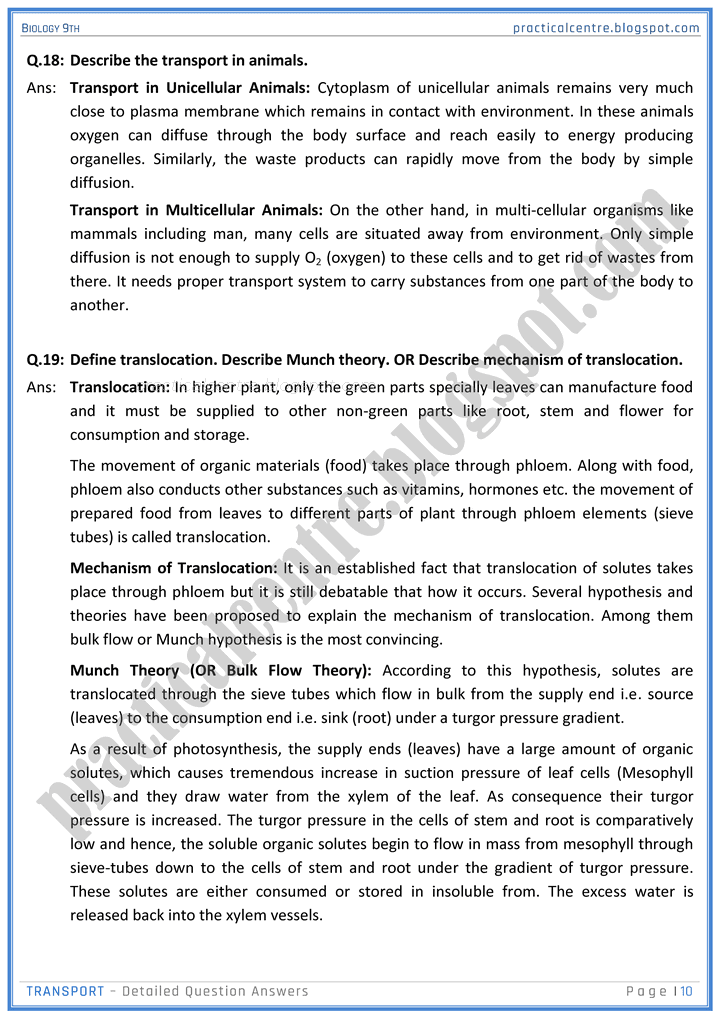 transport-detailed-question-answers-biology-9th-notes