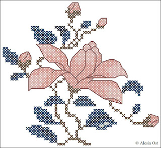 flower, magnolia, floral, oriental, Japanese, cross-stitch, back stitch, cross-stitch scheme, free pattern, x-stitchmagic.blogspot.it, вышивка крестиком, бесплатная схема, punto croce, schemi punto croce gratis, DMC, blocks, symbols