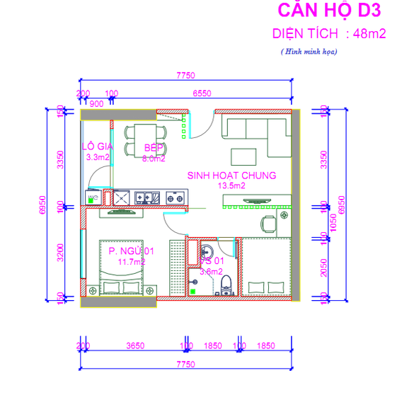 căn hộ nhỏ 48m2