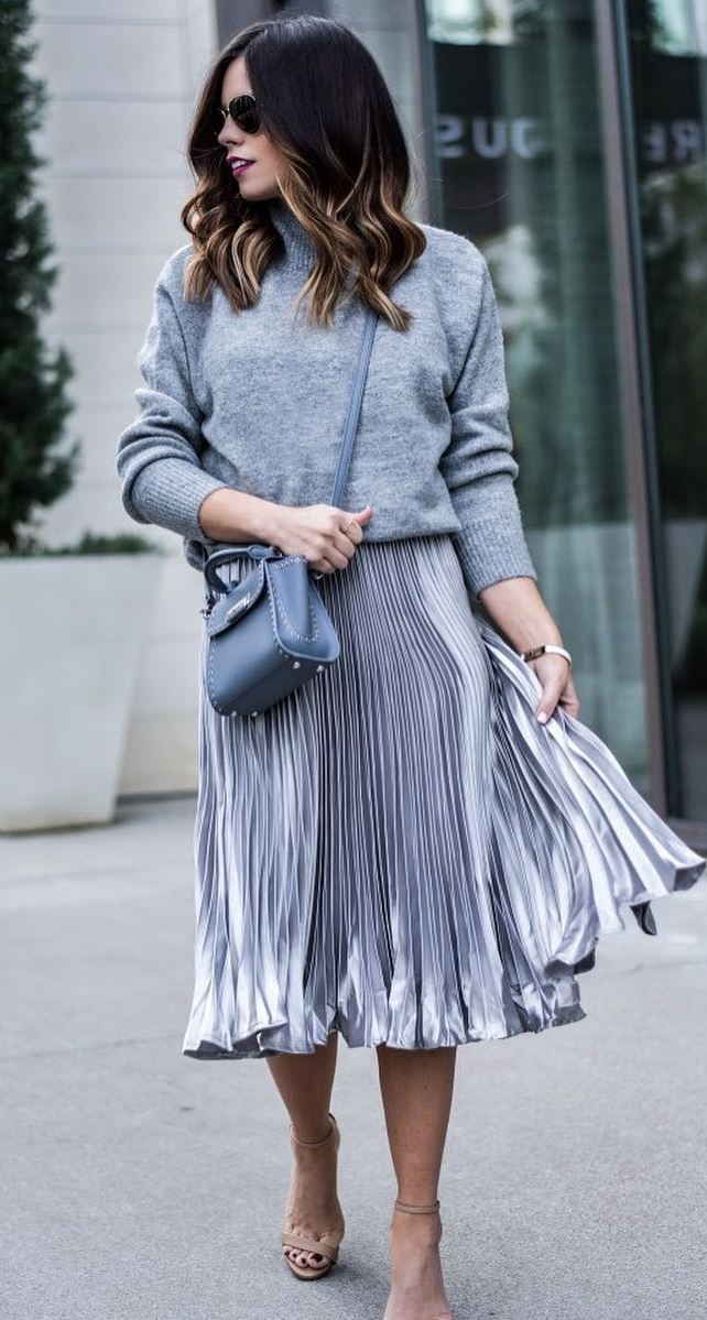 all gray everything: top + skirt