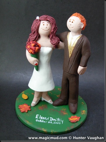 Fall Colors Wedding Cake Topper we have them posed together with some fall 