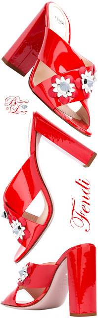 ♦Fendi red floral heeled mules #fendi #shoes #red #pantone #brilliantluxury
