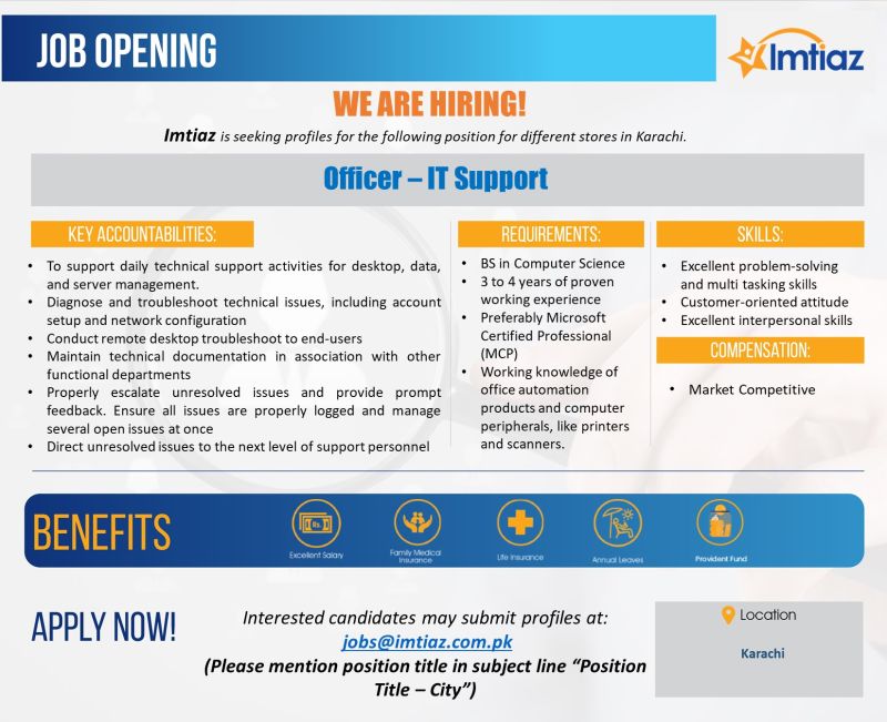 Imtiaz Super Market Jobs April 2022