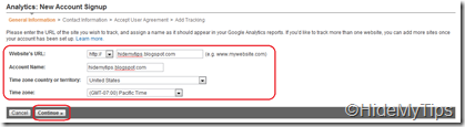 Account Setup for Google Analytic