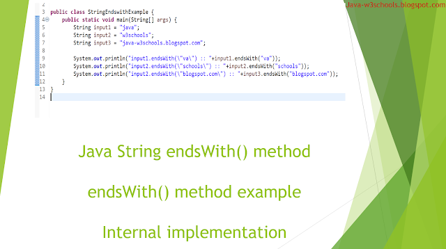 String endsWith​ method in java