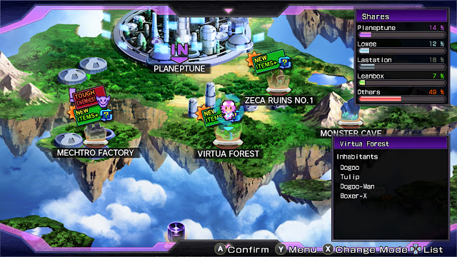 Hyperdimension Neptunia Re;birth1 Planeptune map