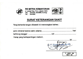 Surat Keterangan Skit Dari Dokter  Contoh Surat