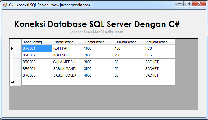 Cara Koneksi Database SQL Server Dengan C#