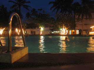 amaya reef hotel hikkaduwa sri lanka reflected light in pool at night 