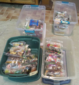 tubs of backpacking snacks