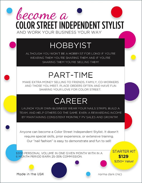 Color Street Independent Stylist make 25 to 35% Commission Plus Bonuses