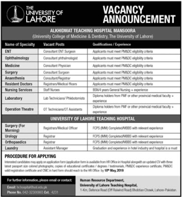University of Lahore Teaching Hospital Jobs 2019 | Latest Advertisement