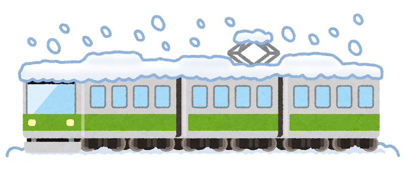無料イラスト かわいいフリー素材集 雪で止まる電車のイラスト