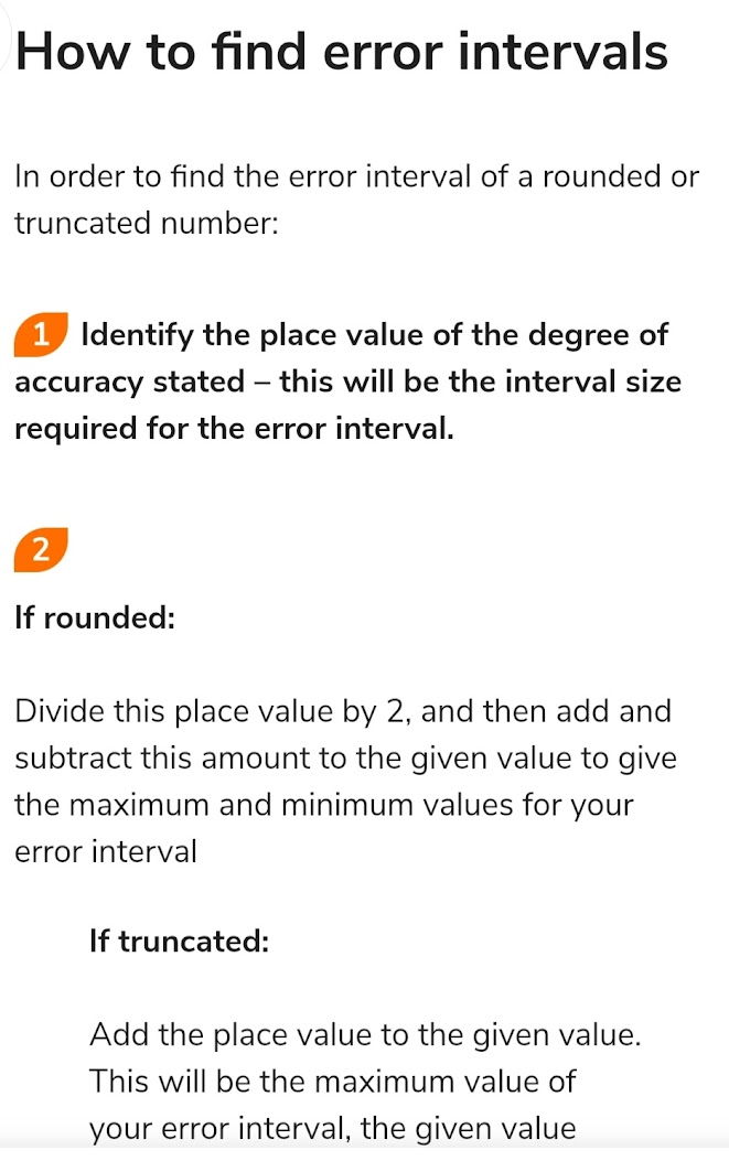 error intervals,What is an error interval BBC Bitesize?,What are bounds and intervals?,  ,How do you do truncation?,How to write error intervals,Error interval maths,