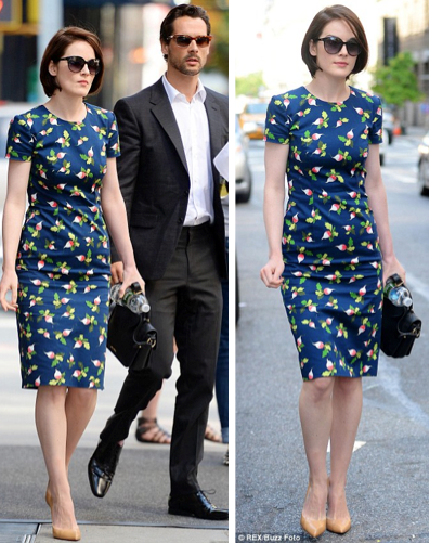 Michelle Dockery in Carolina Herrera in New York City