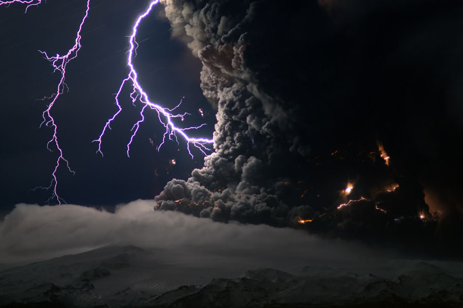 national geographic iceland volcano lightning. long the eruption lasts,
