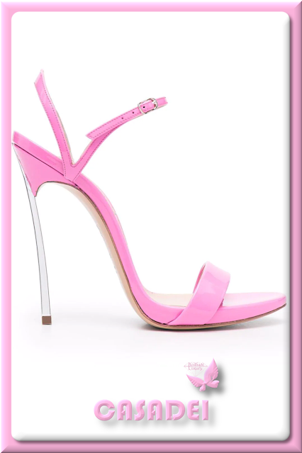 ♦New Casadei open-toe leather sandals in pink with high-shine finish #casadei #shoes #pink #2022 #brilliantluxury