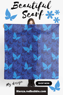 Blue Butterflies Scarf.