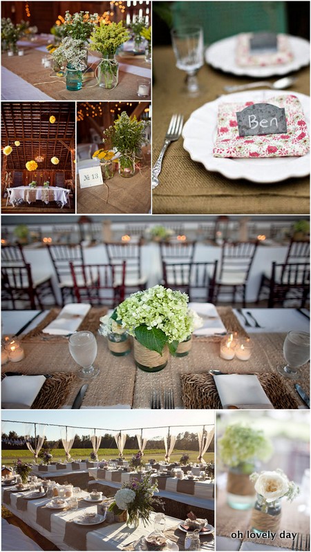  burlap table runners and table cloths Photos 1 3 4 via Ruffled 