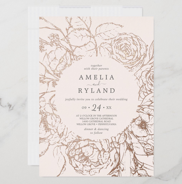 Stylish wedding invitation template.