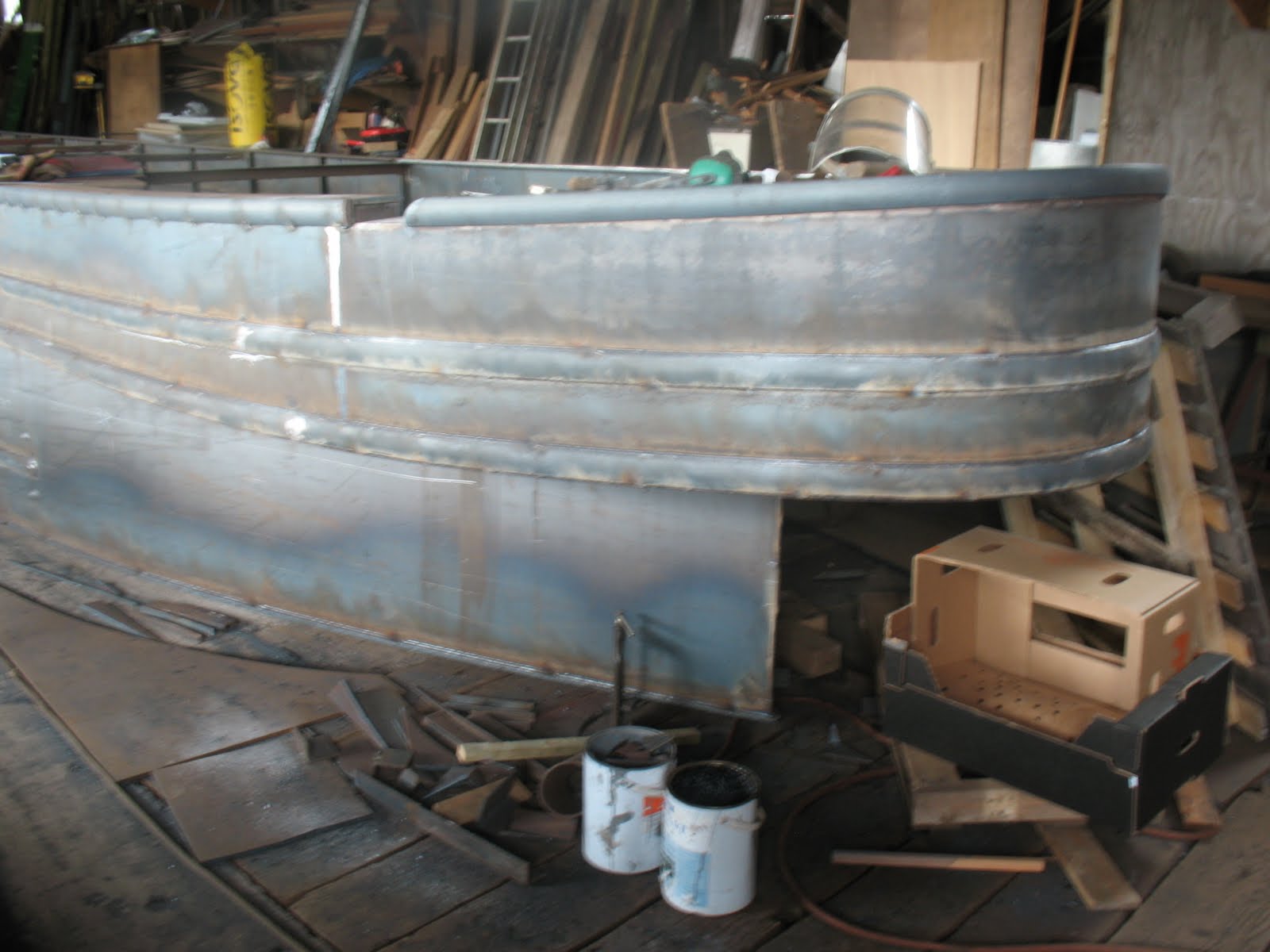 Harris &amp; Watson Narrowboat Build: Stern guards added.