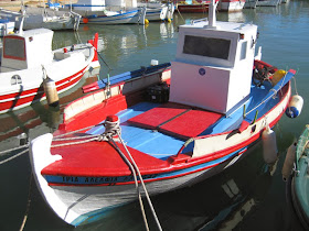 Red and blue boat