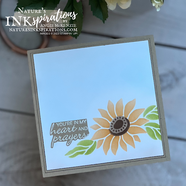 Stampin' Up! Abundant Beauty Sunflower sympathy card with a little heat embossing | Nature's INKspirations by Angie McKenzie