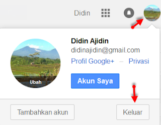 Cara keluar atau sign out dari email gmail