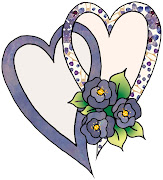 Twin Hearts and Flowers from set A02Purple Wood Roses Free crafty clipart . (ms)