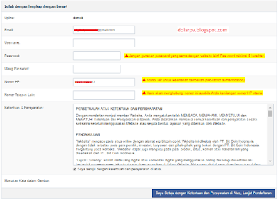 Cara daftar di bitcoin indonesia step 2