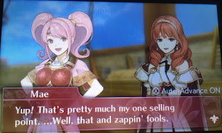 Mae speaks to Celica. "Yup! That's pretty much my one selling point. Well, that and zapping' fools."