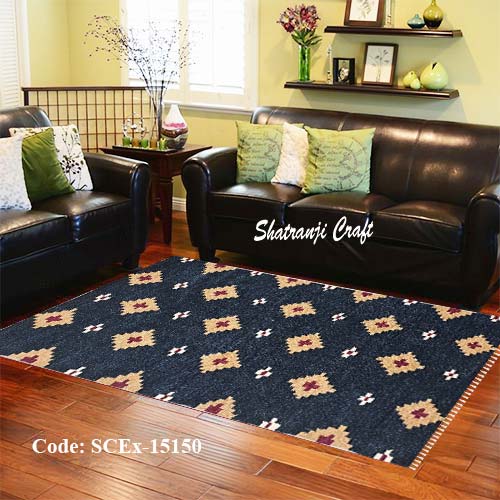 Handmade Satranji rugs (3'x5' feet) Premium Design carpet for floor décor শতরঞ্জি SCEx-15150