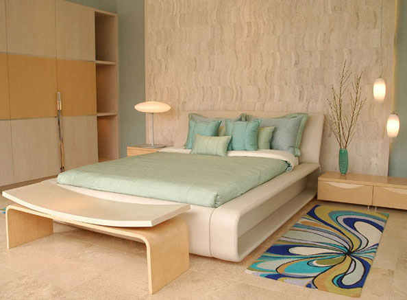 Dormitorio matrimonial con colores de playa muy comodo y relajante