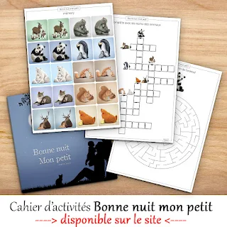 Cahier d'activités du livre Bonne nuit mon petit d'Audrey Janvier pour les enfants