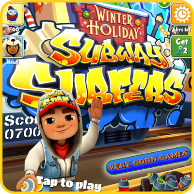 A banner for the review of the Subway Surfers game on the gaming blog Very Good Games