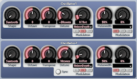 Oscillator settings for synth supersaw in Aspect