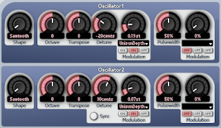 Oscillator settings for synth supersaw in Aspect