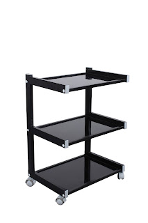 Salon hand trolley cart with 3 tier Black