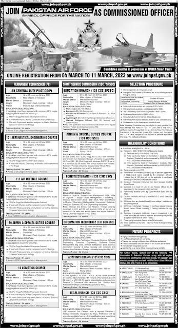 Join Pakistan Air Force PAF as Commission Officer 2023