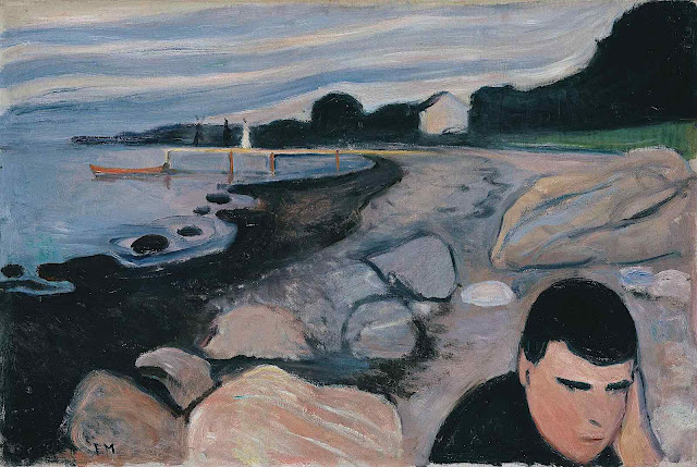 Edvard Munch 1892 depression, a man at the shore