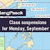 #WalangPasok: Class suspensions for Monday, September 16, 2019