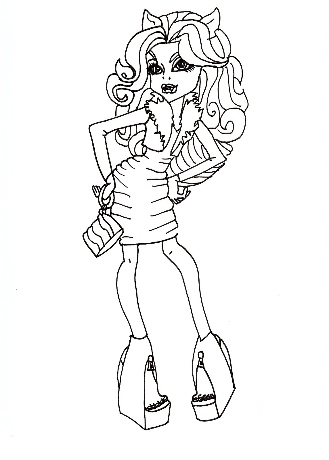 Free Printable Monster High Coloring Pages: Clawdeen Wolf Fashion